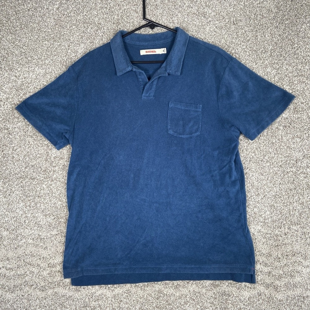 BIRDWELL BEACH BRITCHES Terry Short Sleeve Golf Polo Shirt  Blue Teal Men's XL